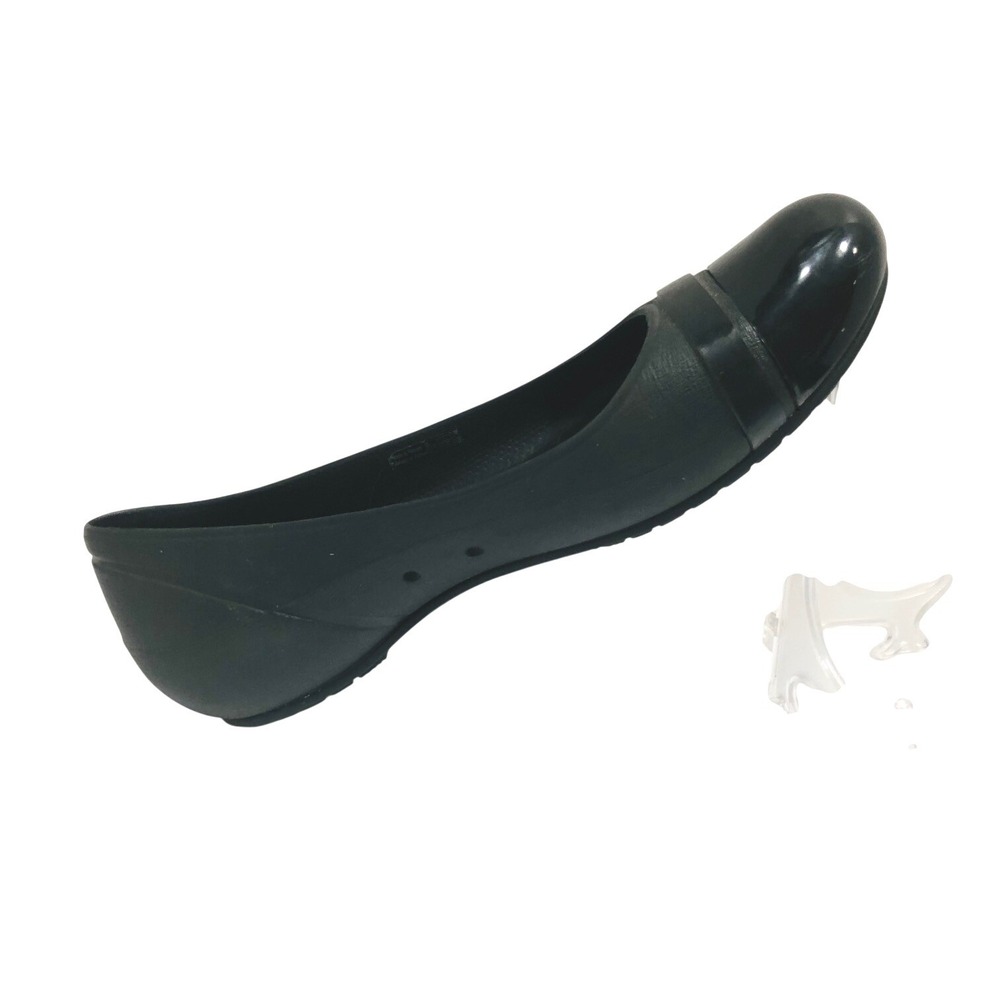 Crocs Black Cap Toe Shoes Ballet Flats Glossy Toe Accent Minimalist Womens 9